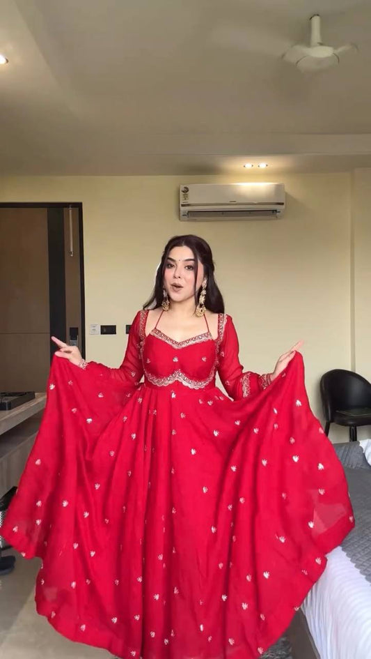 Premium Faux Georgette Anarkali Suit Set with Pant & Dupatta β 3 Piece Set