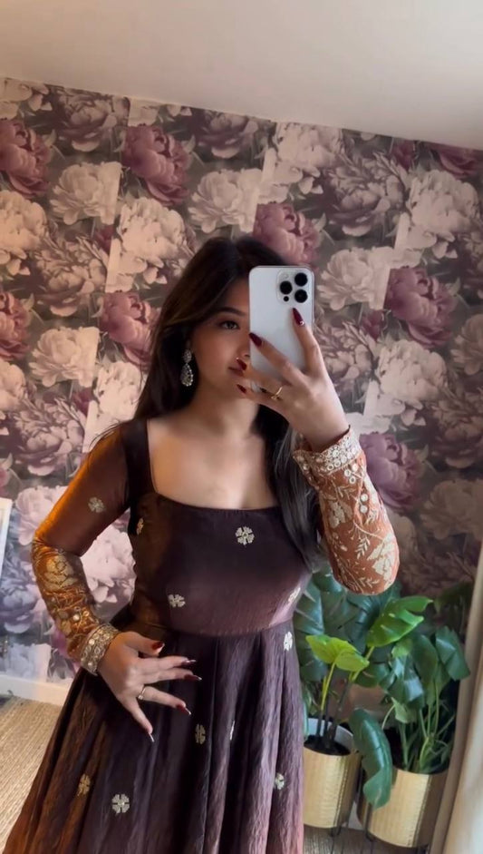 Premium Chinon Silk Anarkali Set with Pant & Dupatta – Fully Stitched