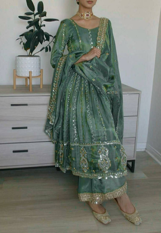 Designer Natural Crepe Embroidered Anarkali Suit with Dupatta β Premium Party Wear