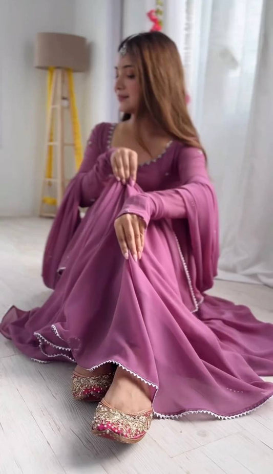 Designer Collection in Faux Georgette with Embroidered Gown and Dupatta - Jaipuri Vastra