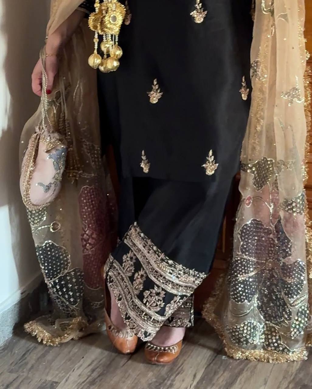 Premium Chinon Embroidery Suit with Coordinated Pant and Printed Organza Dupatta with Lace Detailing