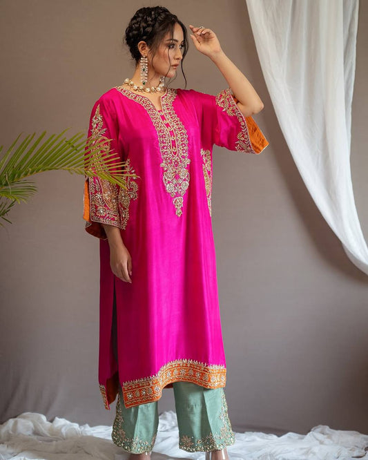 Stylish Designer Chinon Suit Set with Embroidered Sequin Detailing and Coordinated Dupatta - Jaipuri Vastra