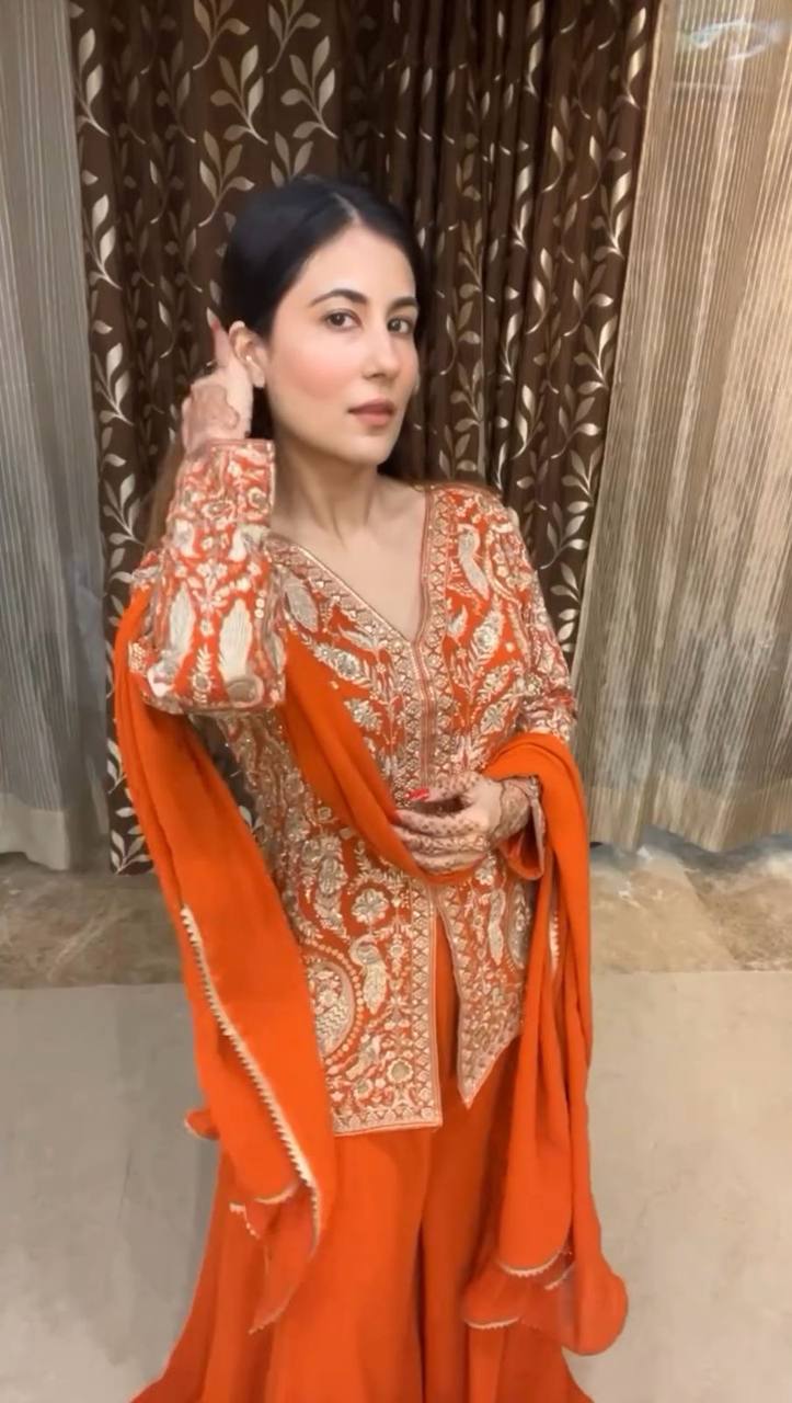 Designer Chinon Top with Sequence Embroidery Work Paired with Plazzo and Dupatta