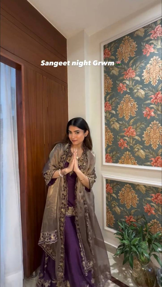 Elegant Chinnon Collection with Heavy Embroidery Top Bottom and Dupatta - Jaipuri Vastra