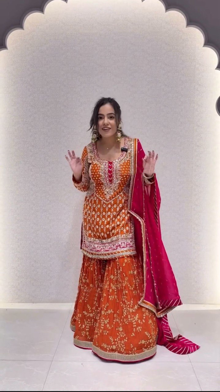 Trendy Faux Georgette Sharara and Dupatta Set Modern Ethnic Style - Jaipuri Vastra