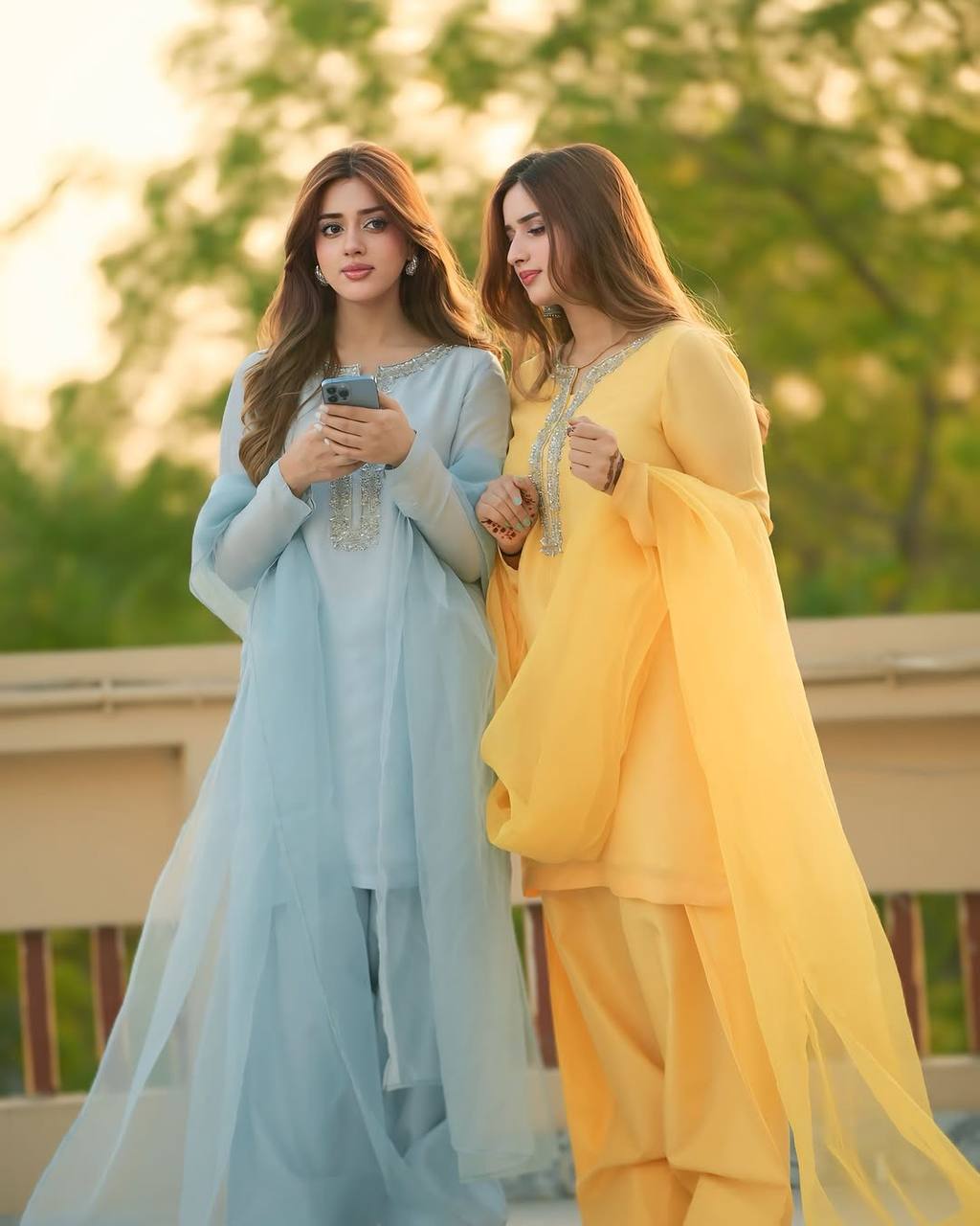 Ready-to-Wear Faux Georgette Embroidered Top Dupatta and Farshi Pant Set - Jaipuri Vastra
