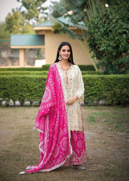 Festive Heavy Chinon Sharara Suit Set Featuring Real Mirror Hand Work and Embroidery Detailing - Jaipuri Vastra