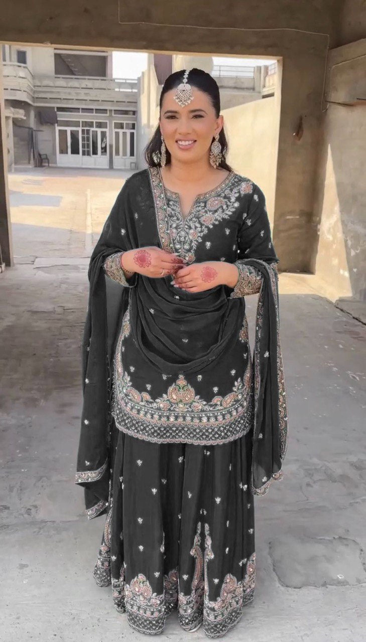Chic Chinon Silk Palazzo and Dupatta Combination for Every Occasion - Jaipuri Vastra