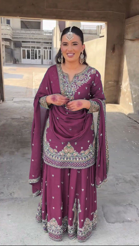 Chic Chinon Silk Palazzo and Dupatta Combination for Every Occasion - Jaipuri Vastra