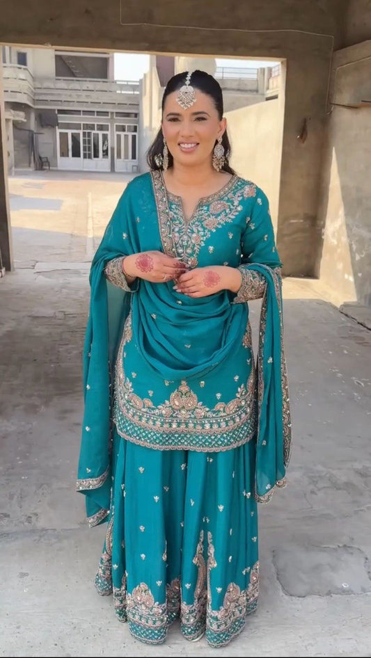 Chic Chinon Silk Palazzo and Dupatta Combination for Every Occasion - Jaipuri Vastra