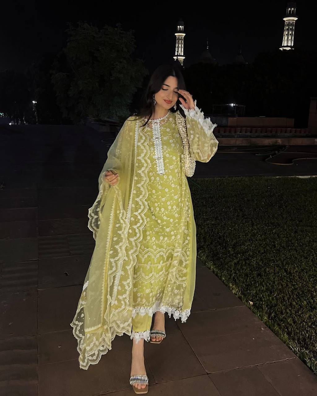 Party Wear Soft Net Suit Set with Fancy Embroidered Top, Plain Pant and Designer Dupatta - Jaipuri Vastra