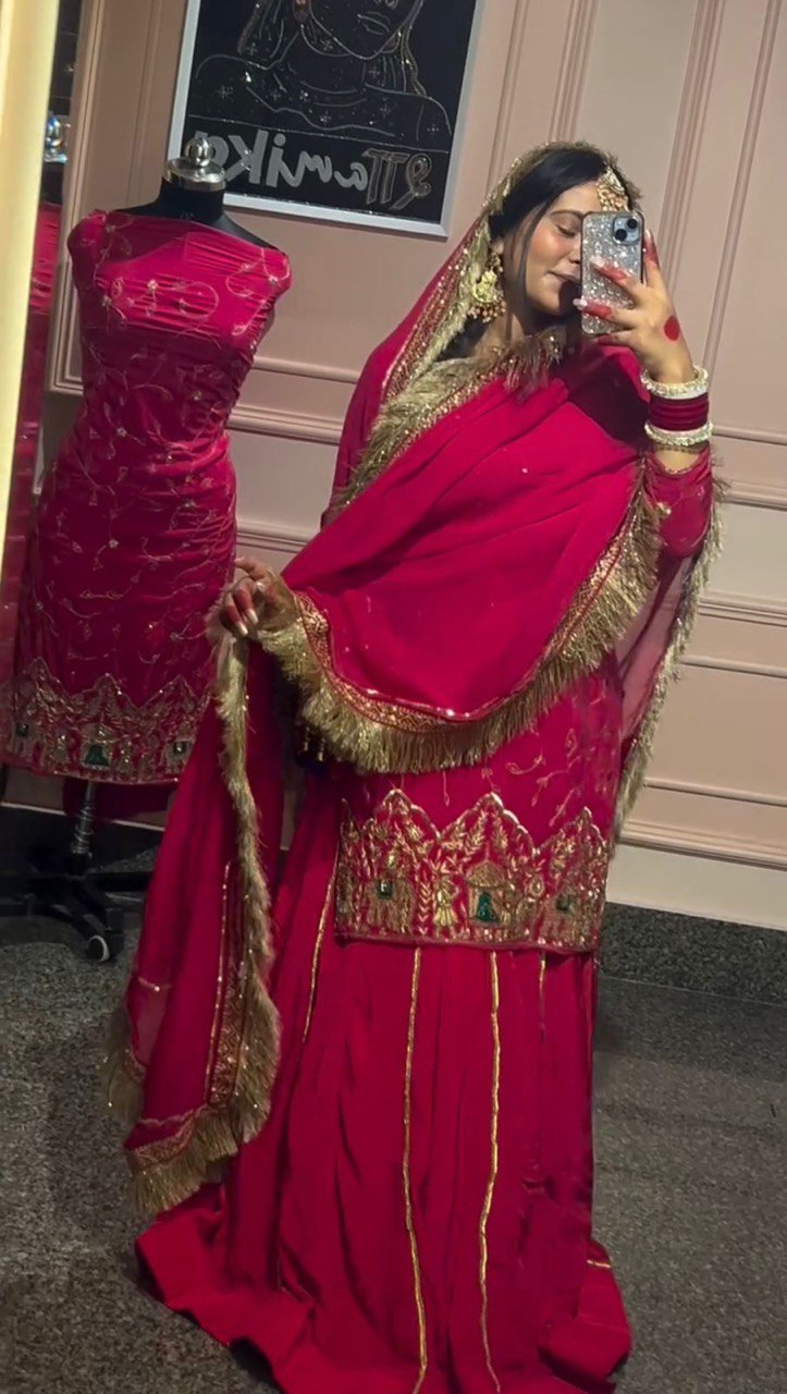 Modern Heritage Natural Crepe Silk Lehenga and Blouse Set with Coordinated Dupatta - Jaipuri Vastra