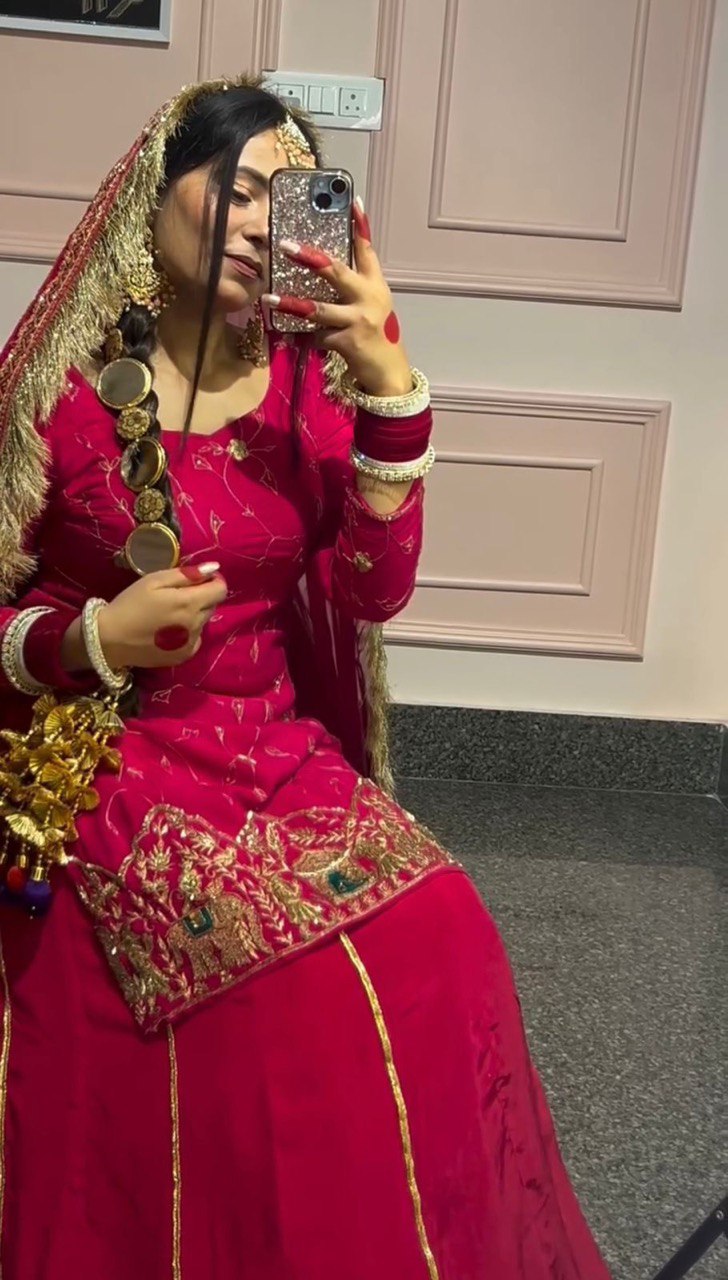 Modern Heritage Natural Crepe Silk Lehenga and Blouse Set with Coordinated Dupatta - Jaipuri Vastra