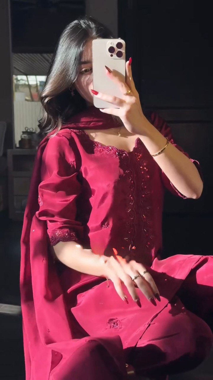 Chinon Silk Salwar Set with Flowy Dupatta – Perfect for Elegant Evenings - Jaipuri Vastra