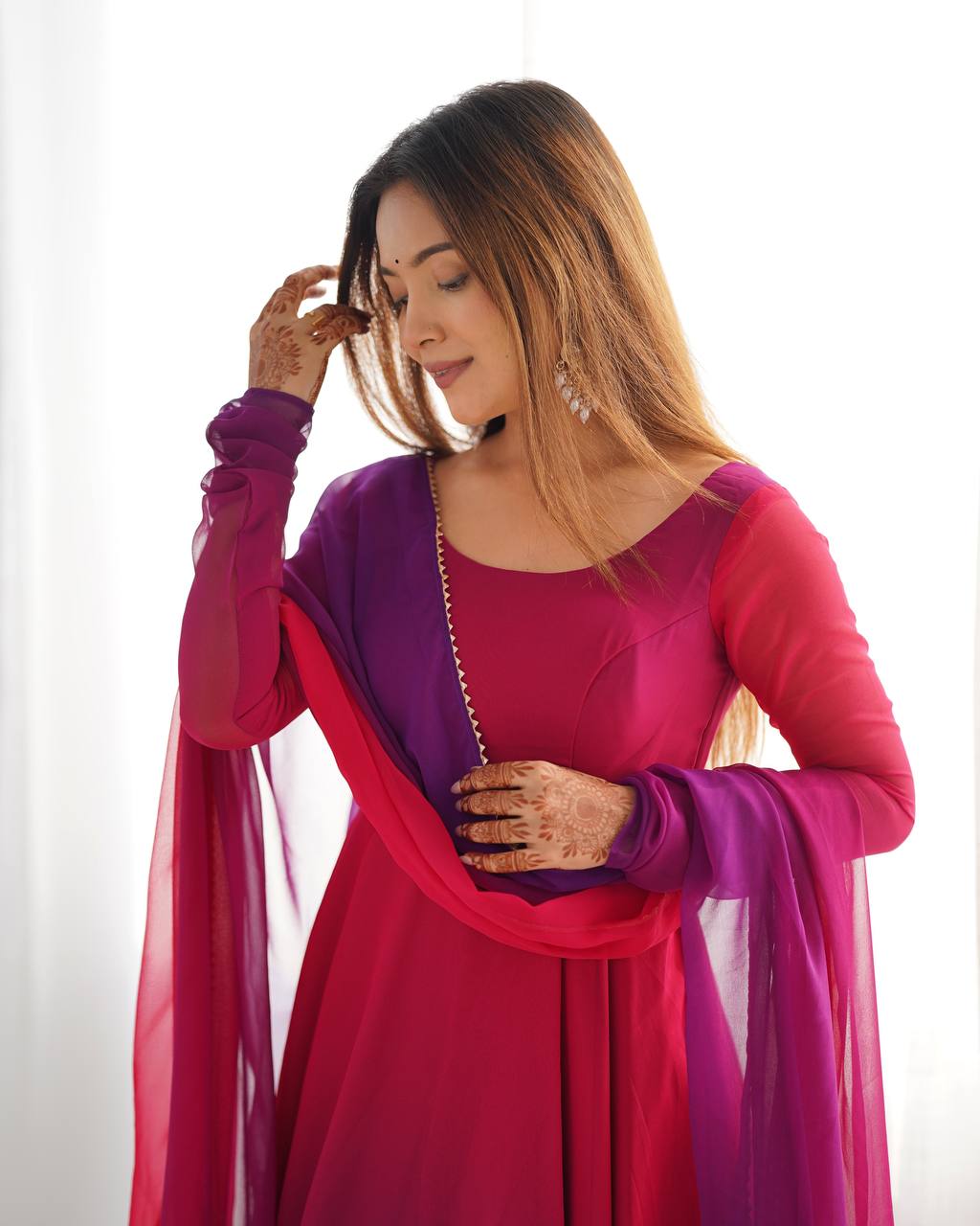 Fully Flared Soft Fox Georgette Anarkali with Coordinated Dupatta and Pant for Elegant Summer Wear - Jaipuri Vastra