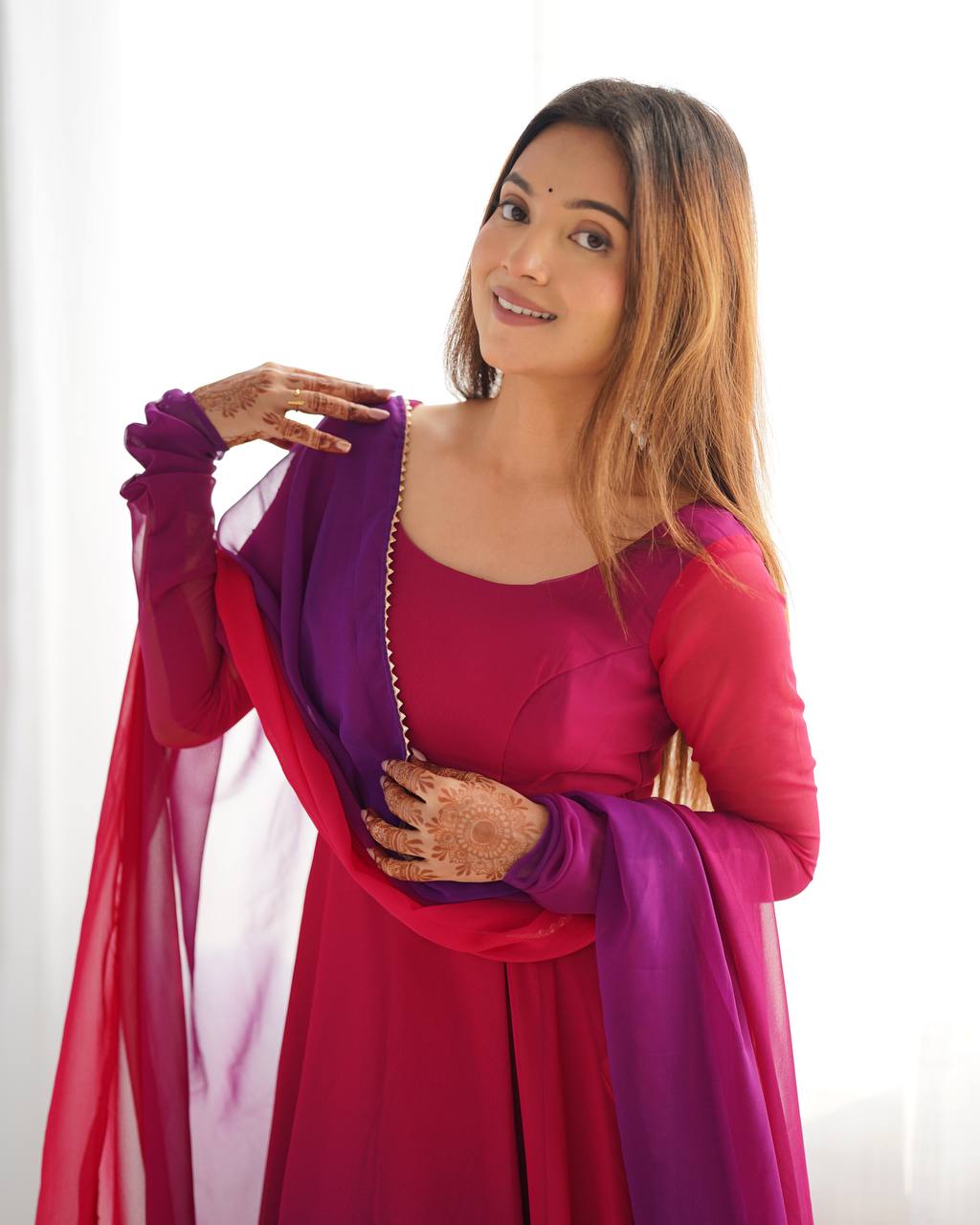 Fully Flared Soft Fox Georgette Anarkali with Coordinated Dupatta and Pant for Elegant Summer Wear - Jaipuri Vastra