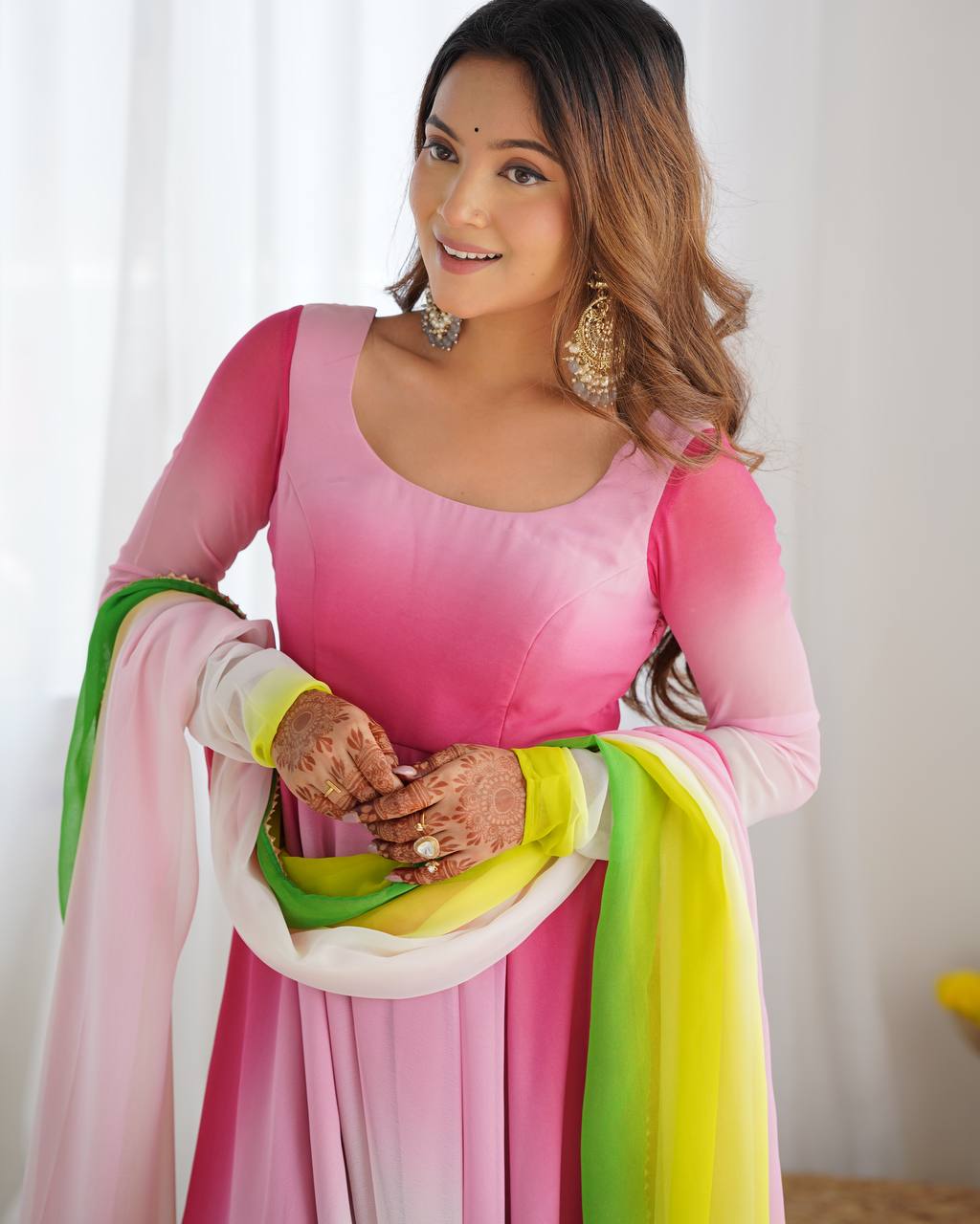 Fully Flared Soft Fox Georgette Anarkali with Coordinated Dupatta and Pant for Elegant Summer Wear - Jaipuri Vastra