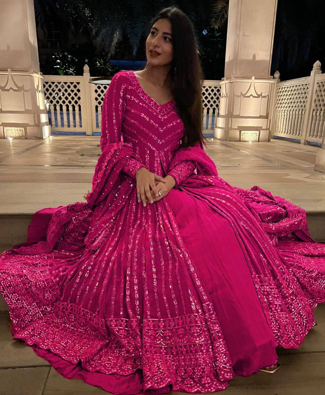 Luxe Faux Georgette Top and Lehenga Set with Dupatta for Special Occasions - Jaipuri Vastra