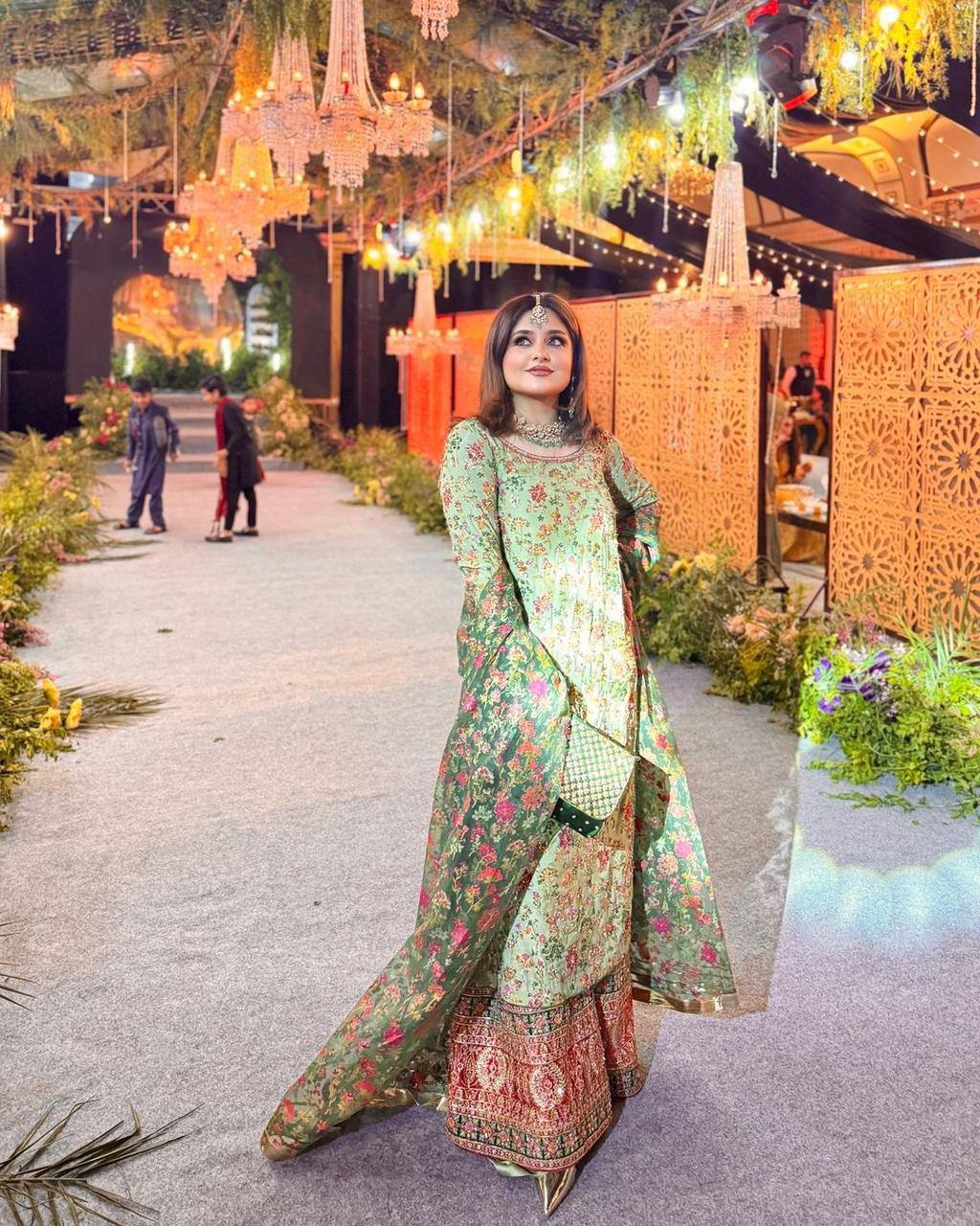 Luxe Pista Faux Georgette Top, Palazzo, and Dupatta Set for Special Occasions - Jaipuri Vastra