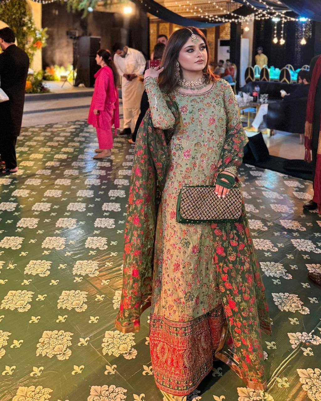 Luxe Pista Faux Georgette Top, Palazzo, and Dupatta Set for Special Occasions - Jaipuri Vastra