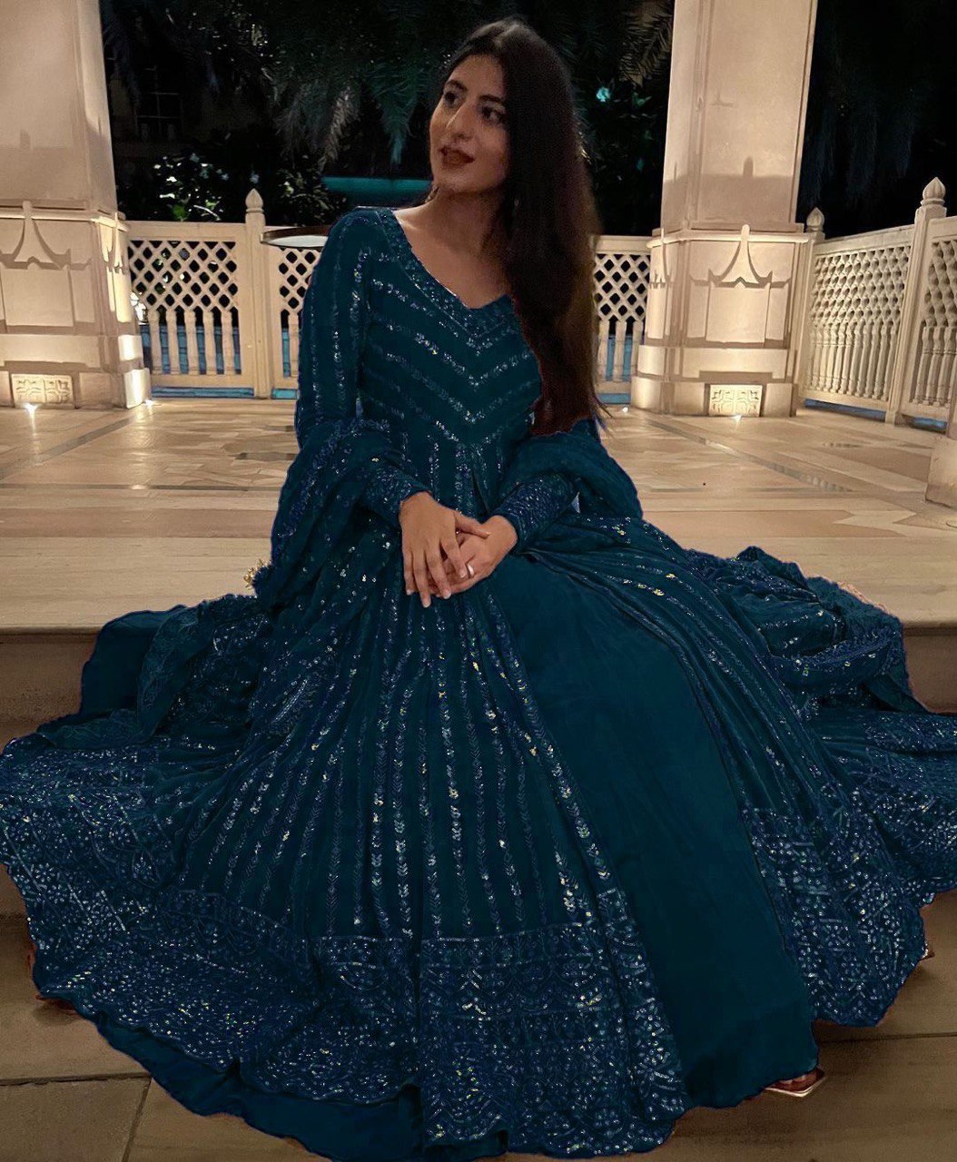 Luxe Faux Georgette Top and Lehenga Set with Dupatta for Special Occasions - Jaipuri Vastra