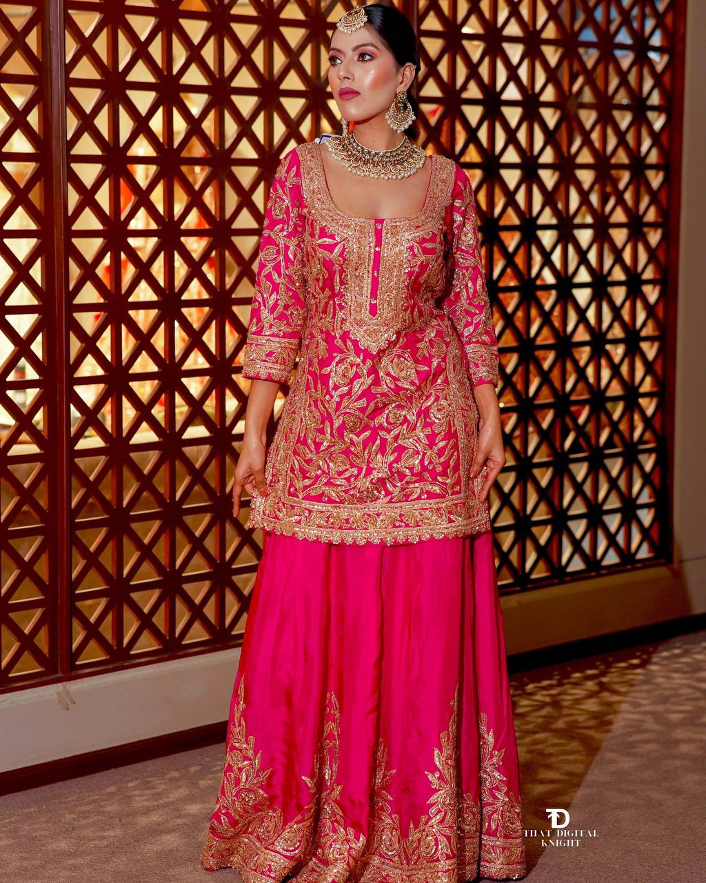 Fancy Dupatta with Party Wear Top and Plazzo in Heavy Embroidered Chinon Silk