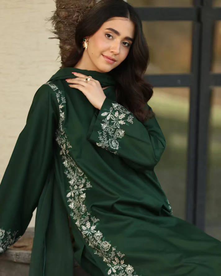 Exclusive Designer Ensemble in Premium Roman Silk with Georgette Dupatta