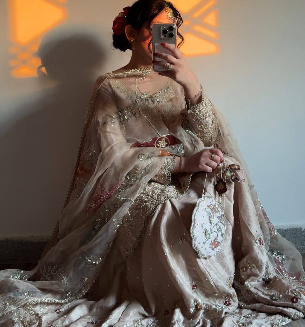 Chinon Fabric Designer Suit with Heavy Sequence Embroidery and Matching Lehenga