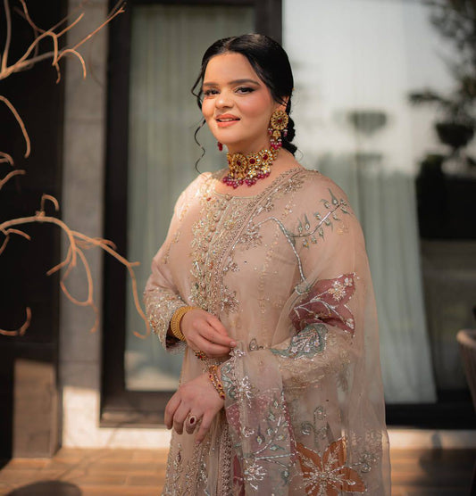 Chinon Fabric Designer Suit with Heavy Sequence Embroidery and Matching Lehenga