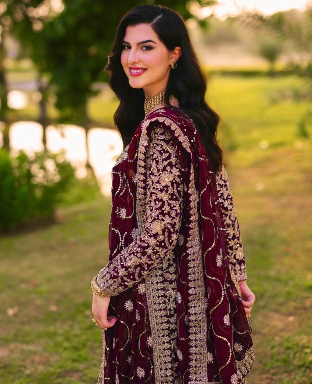 New Designer Set: Heavy Faux Georgette Top Plazzo Dupatta with Embroidery and Beads - Jaipuri Vastra