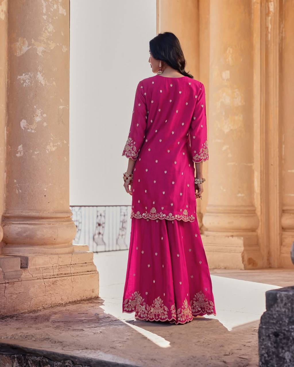 Designer Kurti Set Featuring Exclusive Sequin Embroidery with Matching Plazzo and Dupatta