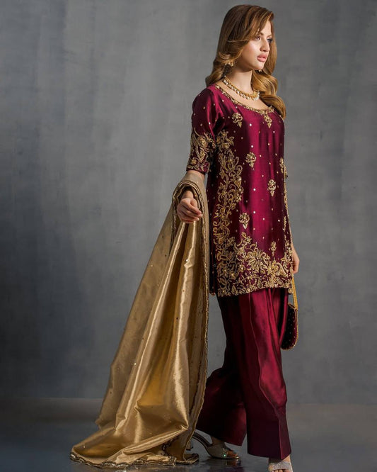 Exclusive Designer Punjabi Salwar Suit with Sequin Embroidery and Matching Dupatta
