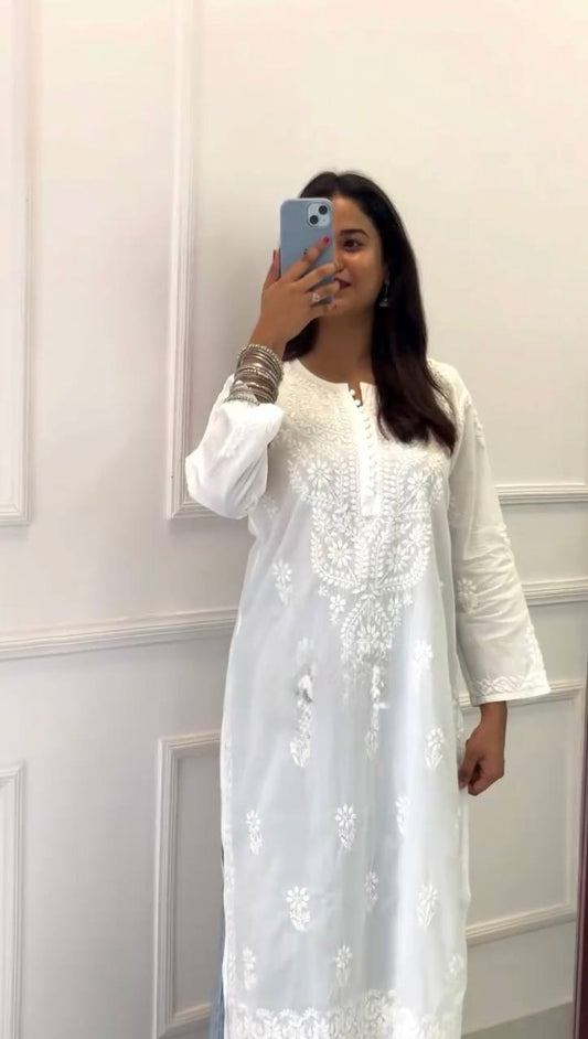 "Saiyaara"-Inspired Look Embroidered One‑Piece Faux Georgette Top with Comfortable Lining