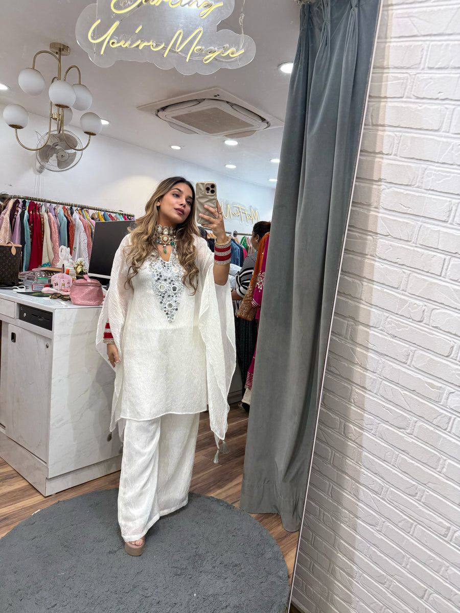 Premium Embroidered Fendy Suit with Real Mirror Work and Palazzo Set