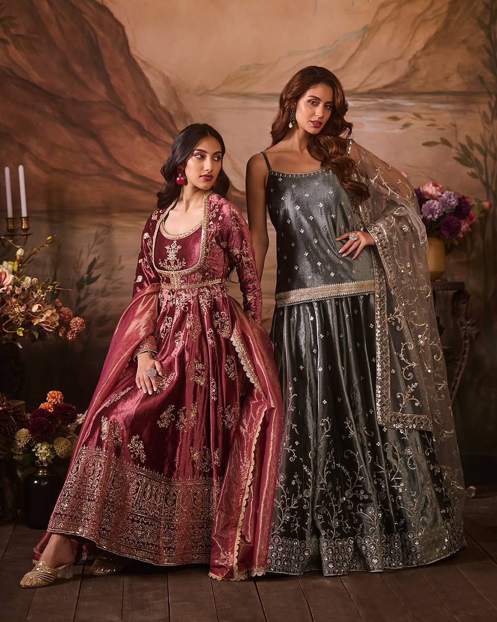 Classic Japan Satin Anarkali with Micro Cotton Lining and Flowing Net Dupatta