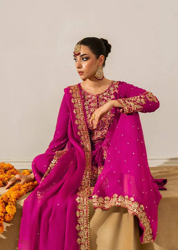 Fully Stitched Maroon Faux Georgette Kurta Plazo Dupatta Set with Intricate Coding and Rivet Moti Embellishments
