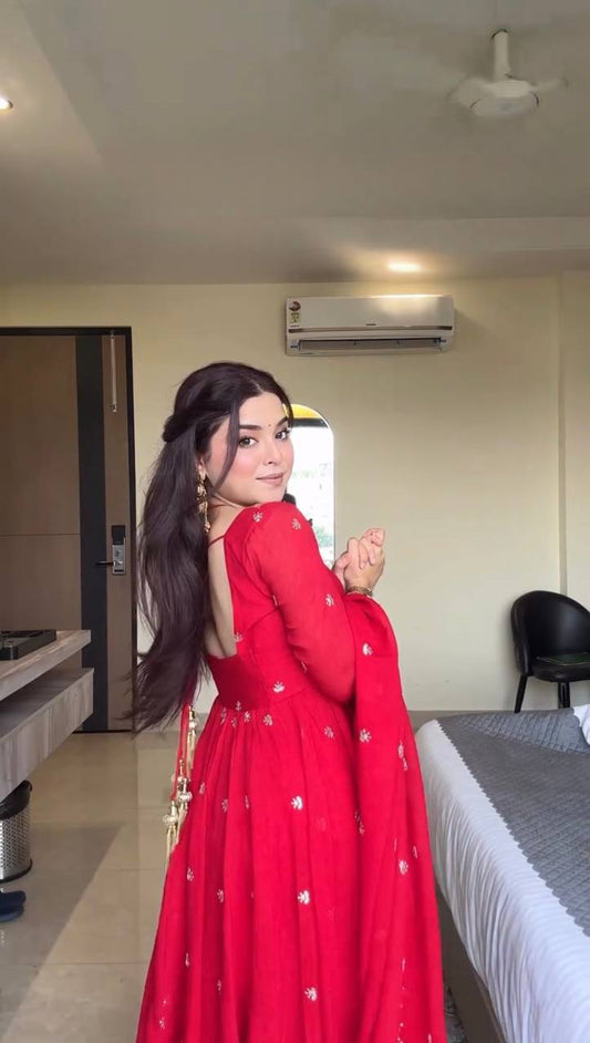 Effortless Charm Faux Georgette Anarkali 3 Piece Set with Soft Micro Cotton Lining