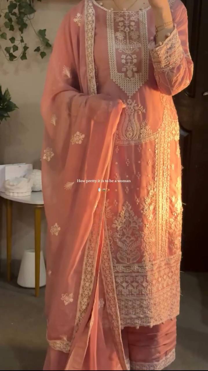 Georgette 3-Piece Palazzo Set with Dupatta and Sequence Embroidery Work