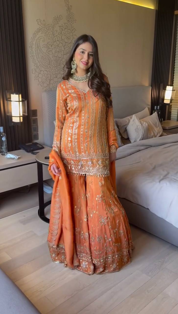 Faux Georgette Top with Cotton Lining in a Graceful 3-Piece Set, Perfect for Celebrations and Festive Days