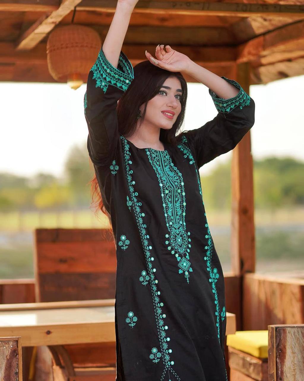 3-Piece Roman Silk Plazzo Set with Embroidery & Mirror Work Dupatta