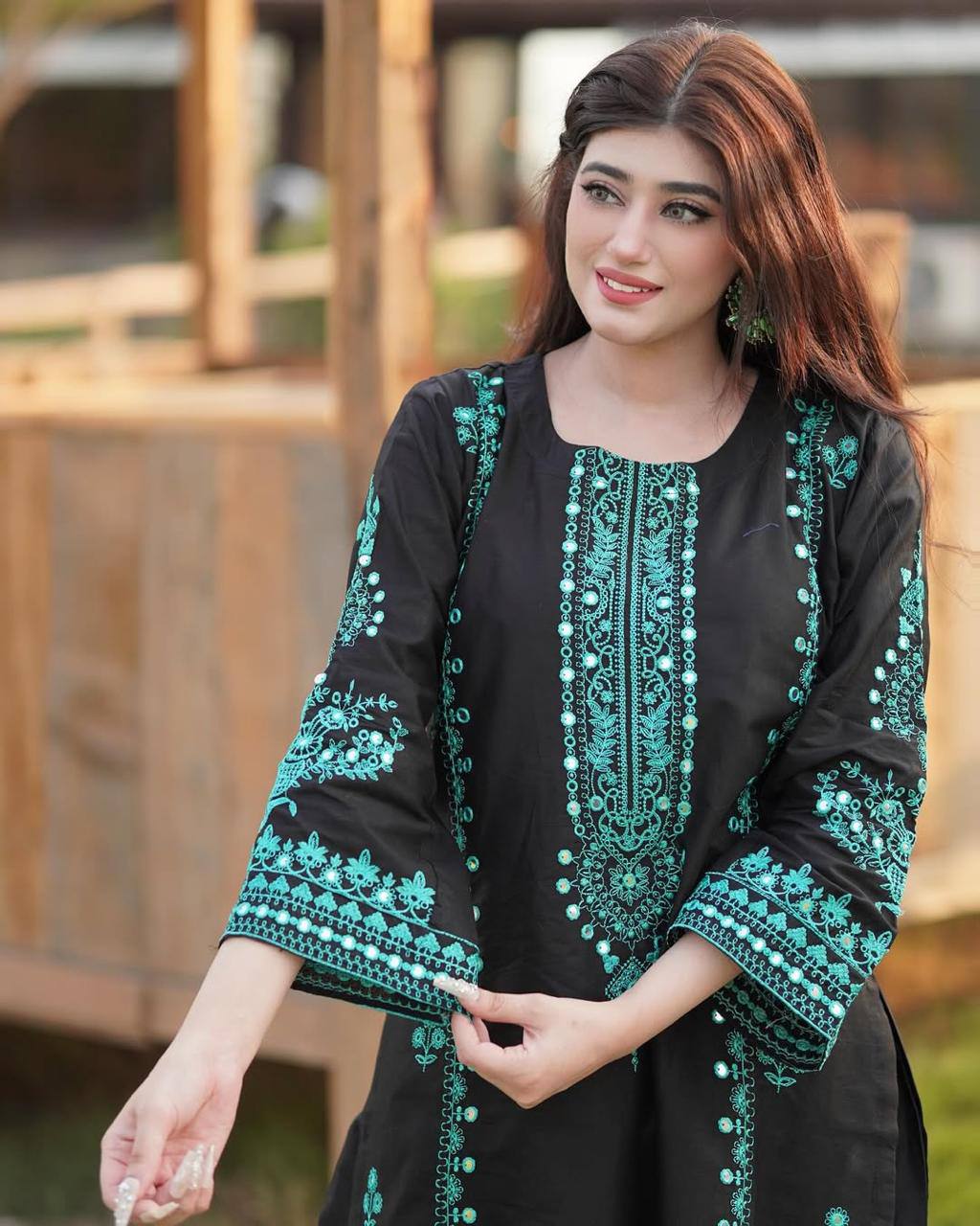 3-Piece Roman Silk Plazzo Set with Embroidery & Mirror Work Dupatta