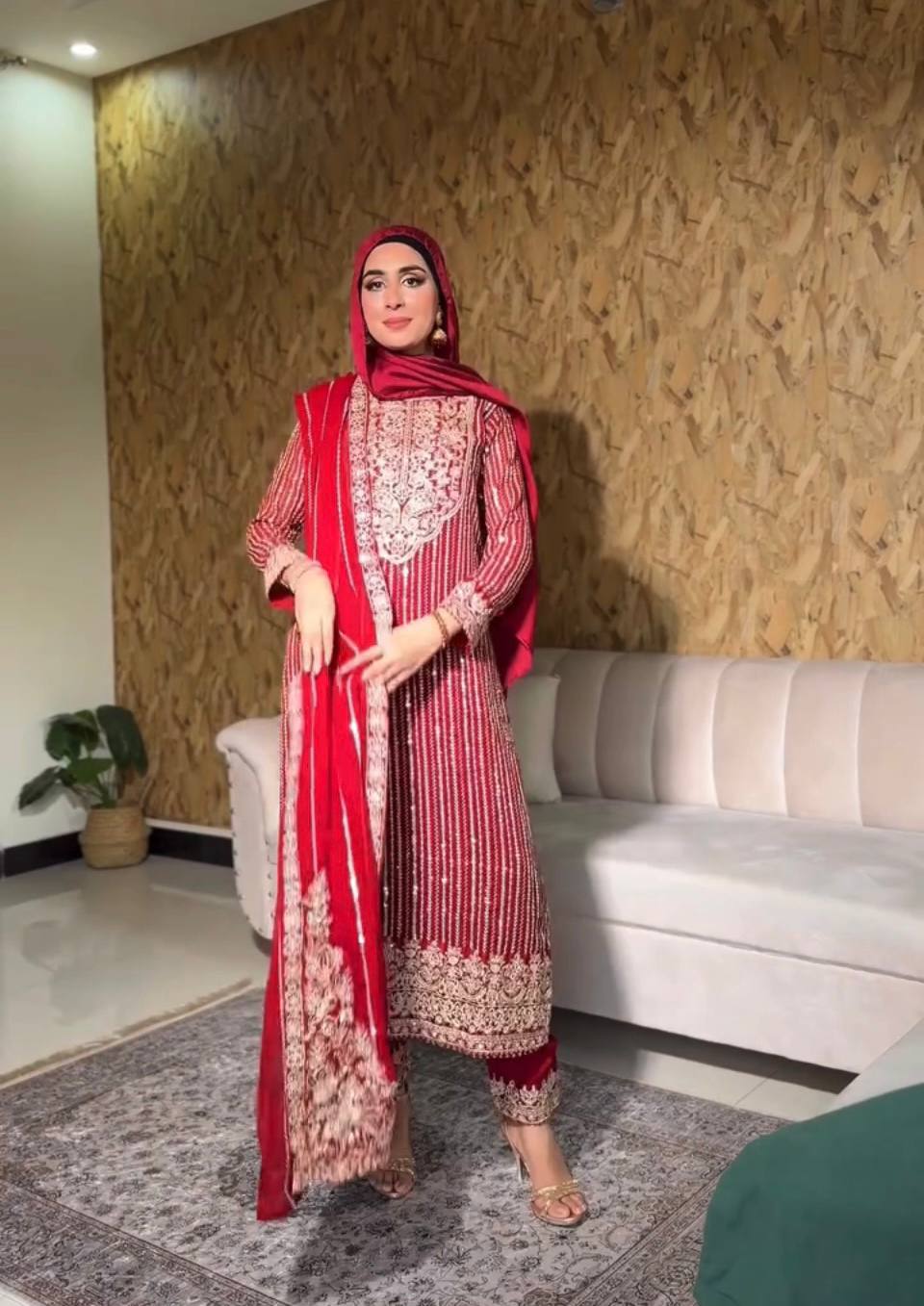 Exclusive Heavy Embroidered Suit Set in Fox Georgette and Micro Cotton