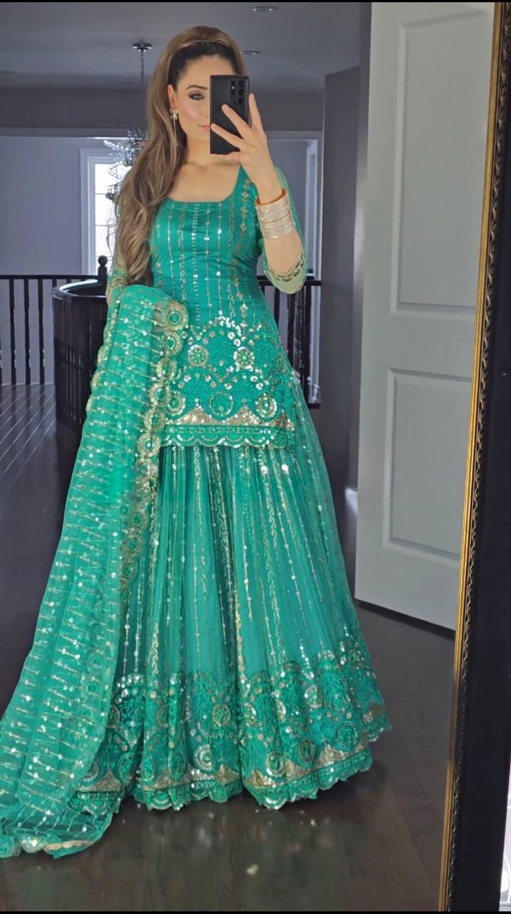 Designer Faux Georgette Heavy Embroidered Lehenga Set with Dupatta – Party Wear Collection