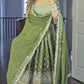 Premium Olive Green Sequence Work Chinon Silk Gown Set with Dupatta | Party Wear Suit