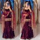 Premium Velvet Embroidered Sharara Suit with Dupatta | Wine Party Wear Set