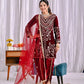Designer Velvet Embroidered Dhoti Suit with Dupatta | Party Wear Set