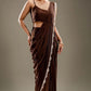 Chocolate Brown Embroidered Ready-to-Wear Saree with Designer jacket