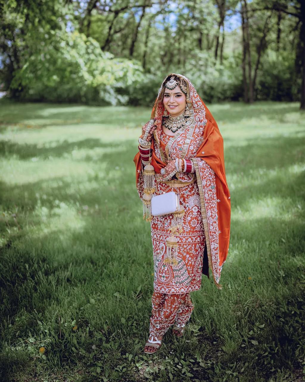 Premium Heavy Crepe Silk Punjabi Suit Set with Farshi Salwar & Embroidery Dupatta