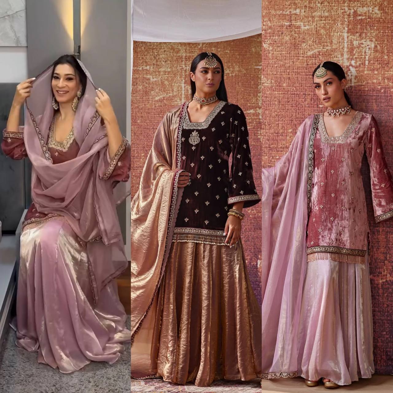 Designer Velvet Top with Fandy Crushi Silk Lehenga Palazzo & Embroidered Dupatta | Premium Party Wear Set