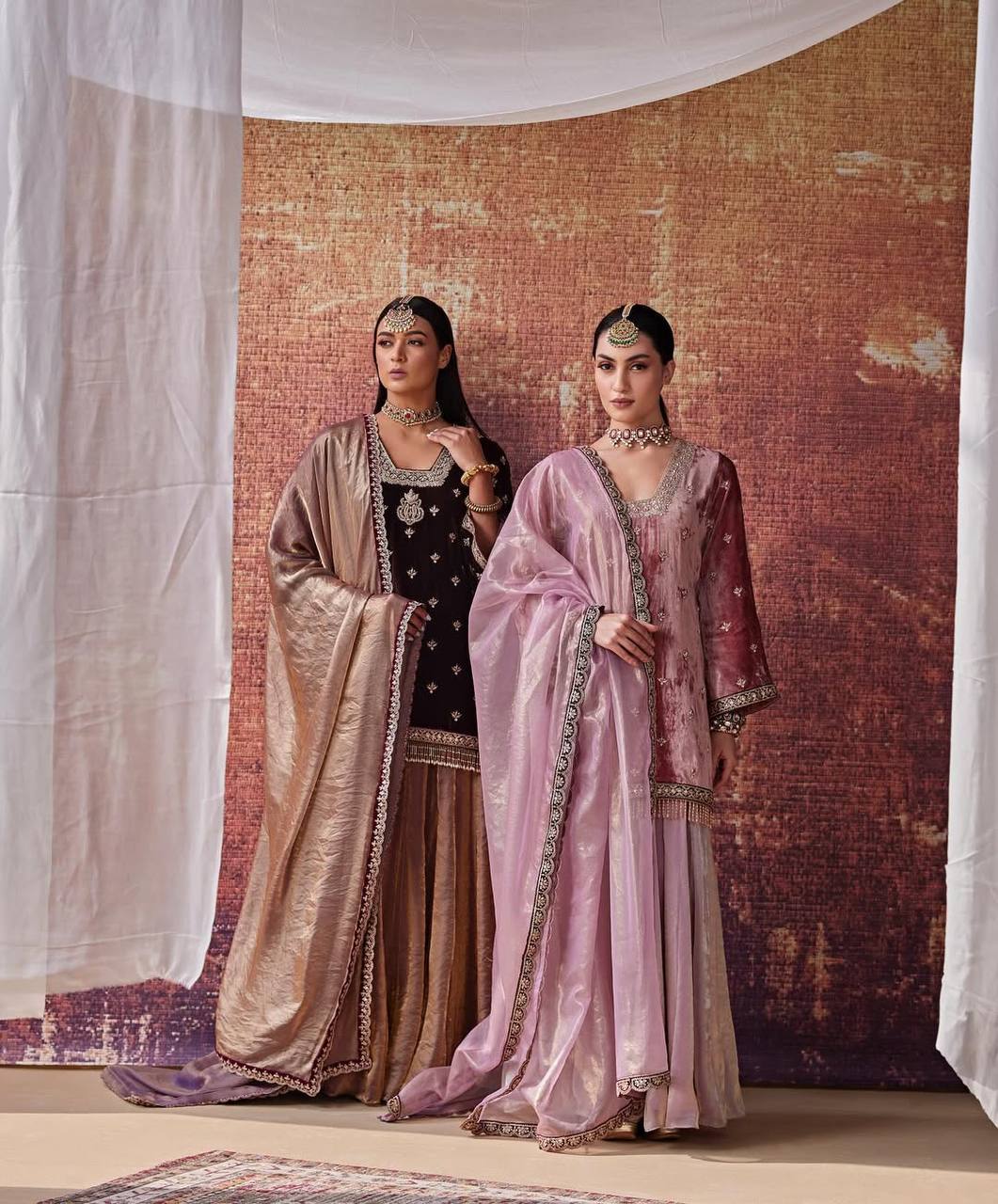 Designer Velvet Top with Fandy Crushi Silk Lehenga Palazzo & Embroidered Dupatta | Premium Party Wear Set